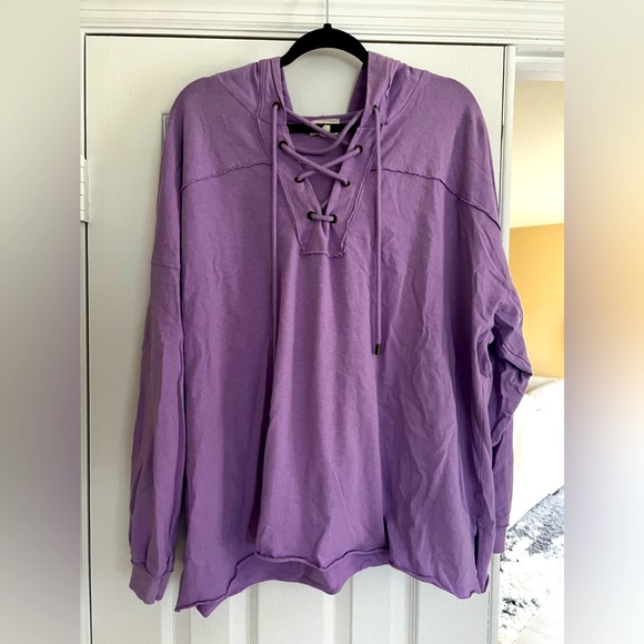 BiBi Tops - bibi cotton lace neck hoodie